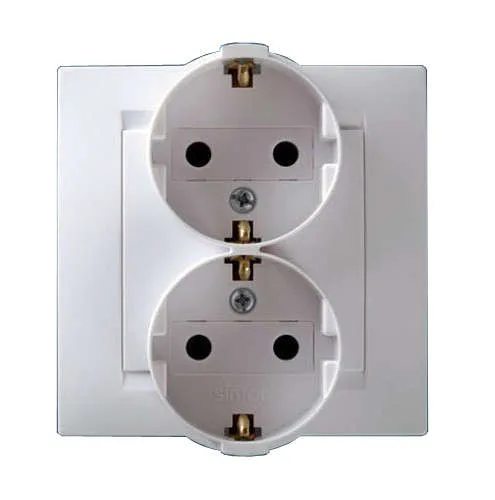 15 Розетка двойная 2Р+Е Schuko 16А 250В винтовой зажим белый Simon 1590459-030
