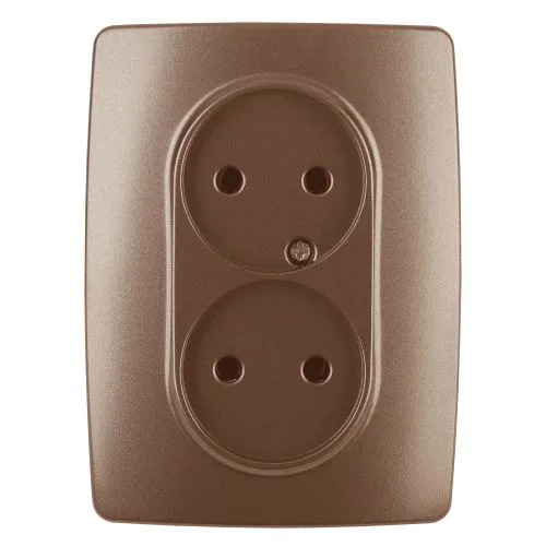 Розетка 2X2P, 16A-250В, Эра12, медь, 12-2107-14 б0031246