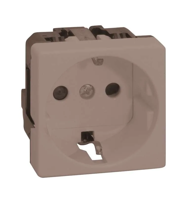 Розетка 2P+E Schuko со шторками, винтовой зажим, 16А 250В, S27, серый Simon 27472-67