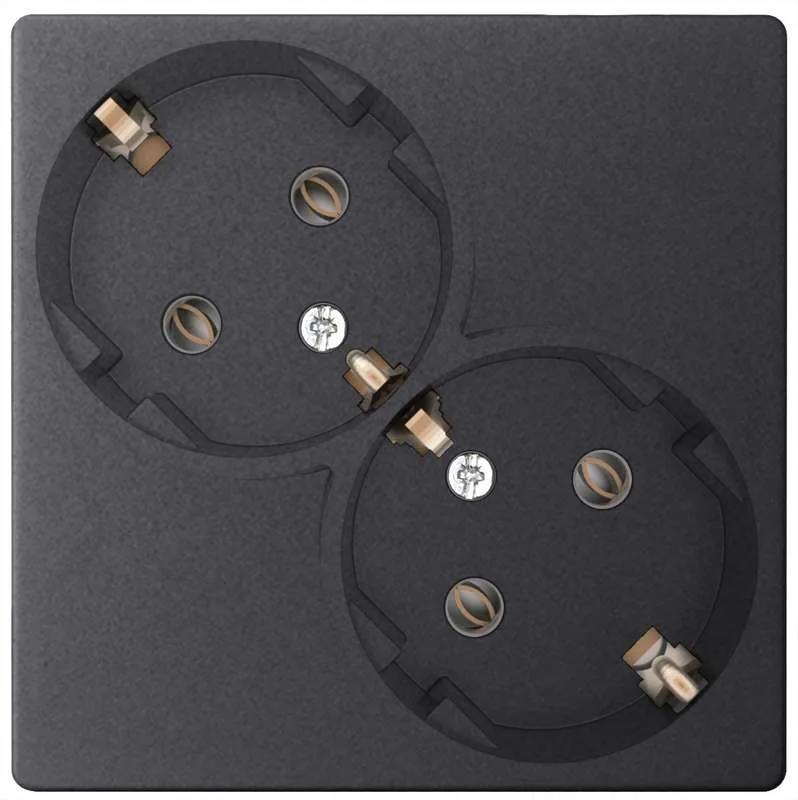 Розетка 2х2К+З Schuko без штор, графит Simon 2450459-038