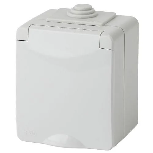 Розетка 2P+E IP65, шторки, 16A-250В, ОУ, Эра Эксперт, серый, 11-2602-03 Б0035990
