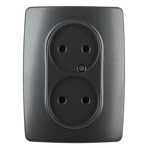 Розетка 2X2P, 16A-250В, Эра12, антрацит, 12-2107-05 б0031242