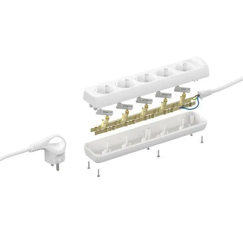 Удлинитель c заземл., 3х1мм2, 16А, ПВС, 5гн, 5м (10/840) U-5e-5m-3x1