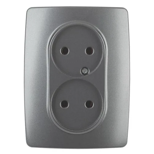 Розетка 2X2P, 16A-250В, Эра12, графит, 12-2107-12 б0031244