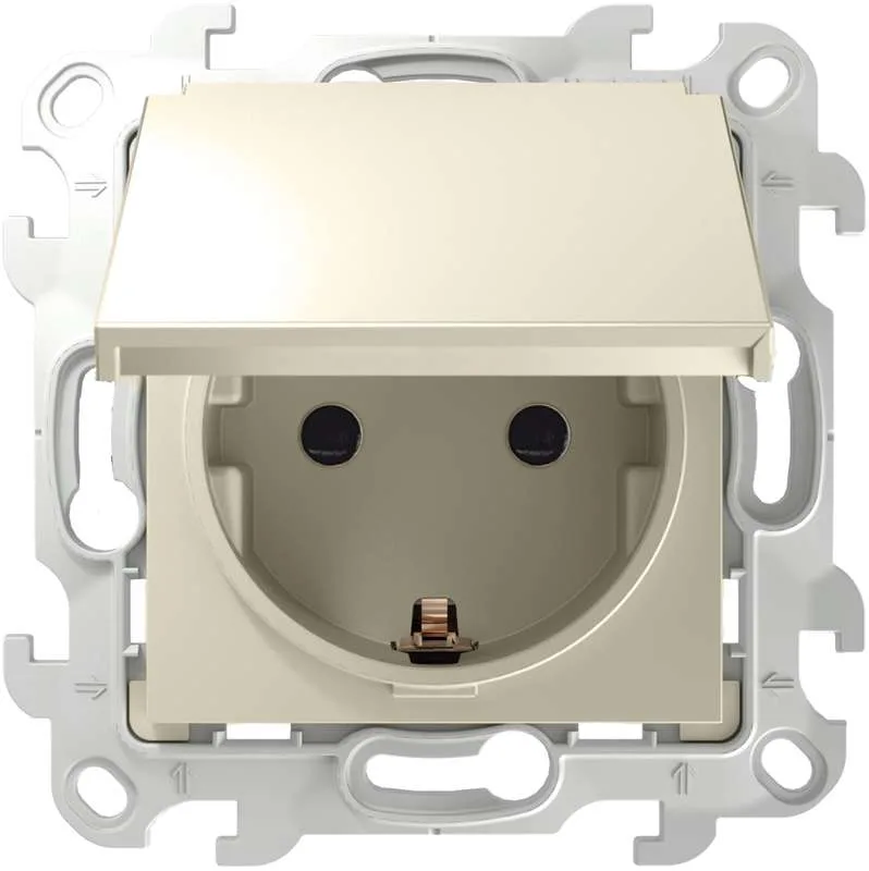 Розетка 2К+З Schuko IP44, слоновая кость Simon 2450448-031