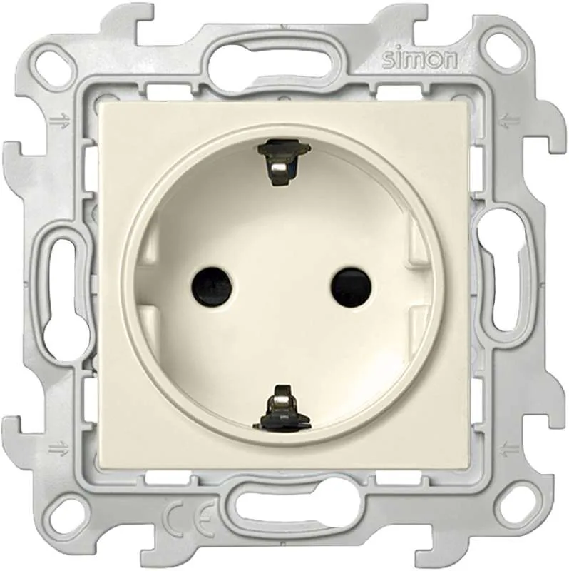 Розетка 2К+З Schuko со штор, слоновая кость Simon 2450432-031