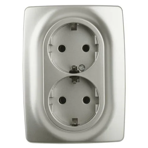 Розетка 2X2P+E Schuko, 16A-250В, Эра12, перламутр, 12-2106-15 б0031237