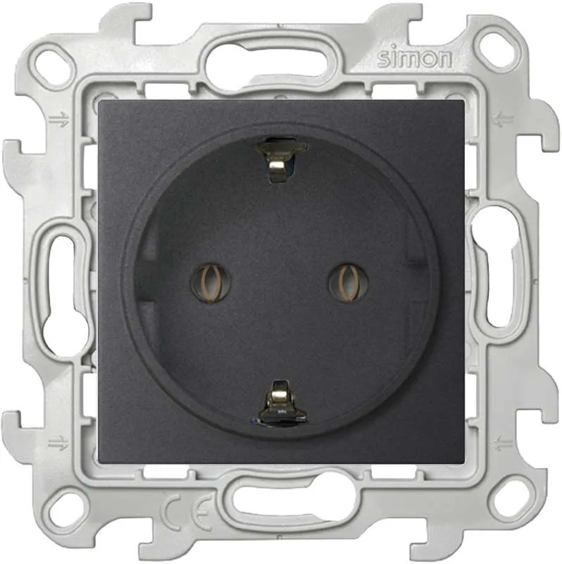 Розетка 2К+З Schuko без штор, графит Simon 2450434-038