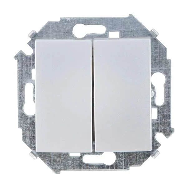 Выключатель двухклавишный, 16А, 250В, винтовой зажим, алюминий SIMON 1591398-033