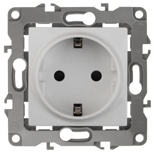 Розетка 2P+E Schuko, 16A-250В, винт, Эра12, белый, 12-2111-01 б0029236