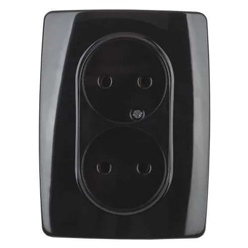 Розетка 2X2P, 16A-250В, Эра12, чёрный, 12-2107-06 б0031243