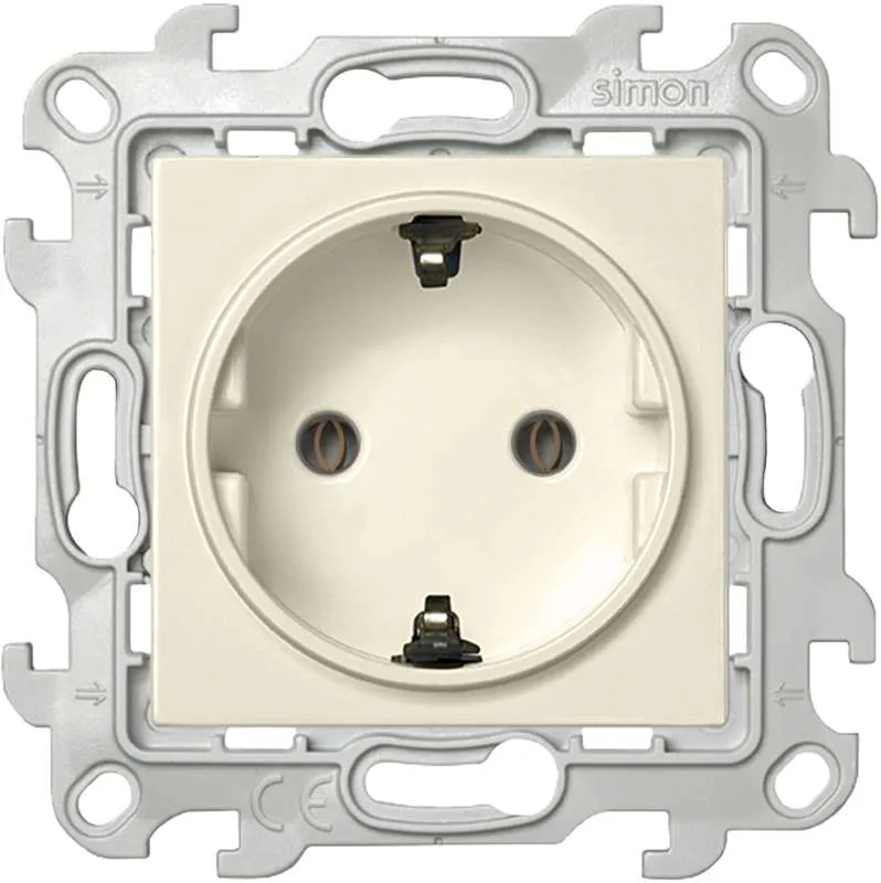 Розетка 2К+З Schuko без штор, слоновая кость Simon 2450434-031