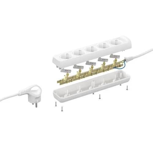 Удлинитель c заземл., 3х1мм2, 16А, ПВС, 5гн, 3м (10/840) U-5e-3m-3x1