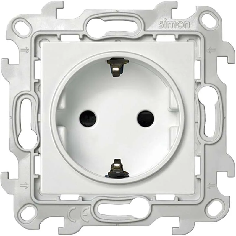 Розетка 2К+З Schuko со штор, белый Simon 2450432-030