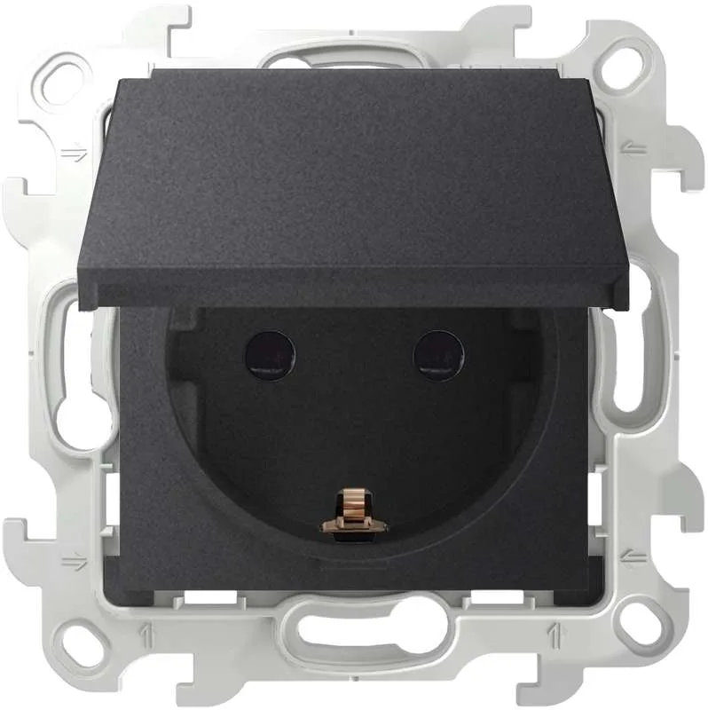 Розетка 2К+З Schuko IP44, графит Simon 2450448-038