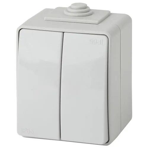 Переключатель двойной IP65, 10АХ-250В, ОУ, Эра Эксперт, серый,11-1606-03 б0035979