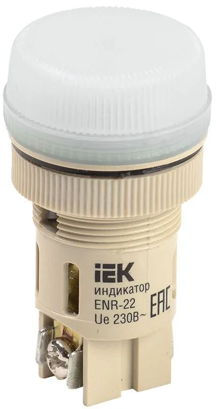 Лампа ENR-22 сигнальная белая с подсветкой неон 240В IEK BLS40-ENR-K01