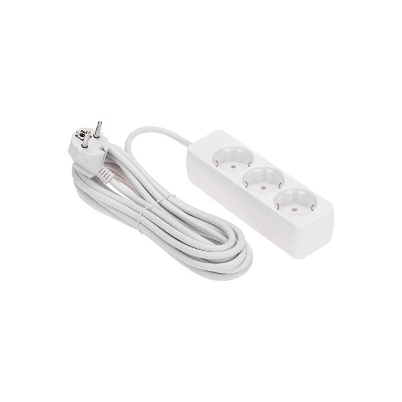 Удлинитель 3 гнезда, 5 м, 3х0,75 мм2, с/з, белый PROCONNECT 13-4210