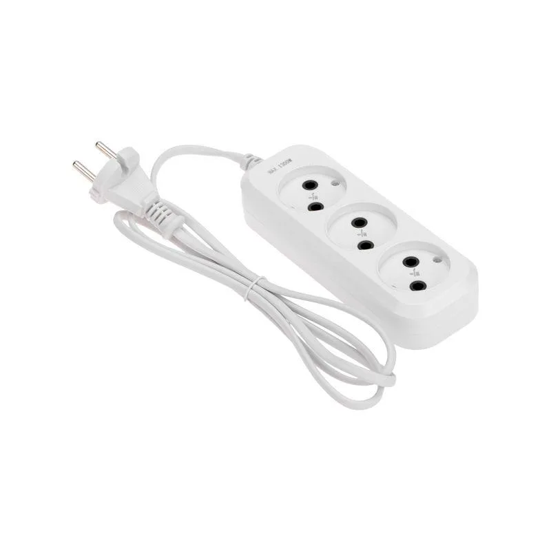 Удлинитель 3 гнезда, 1,5 м, 2х0,75 мм2, б/з, белый PROCONNECT 13-4205