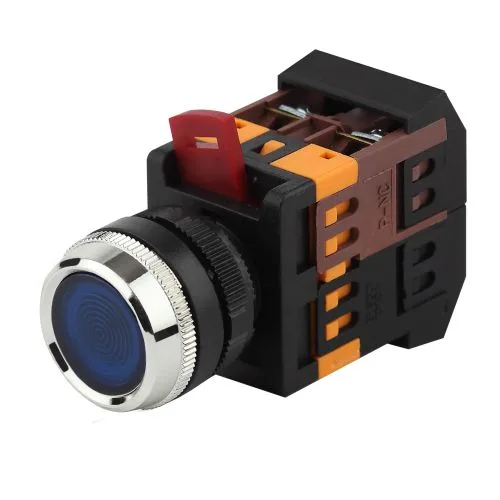 Кнопка ABLFS-22 синий d22мм неон/240В 1з+1р ЭРА Б0045657