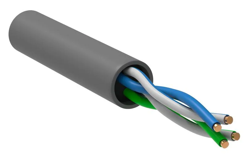 Витая пара U/UTP кат.5 CCA 2 пары PVC 305м серый GENERICA