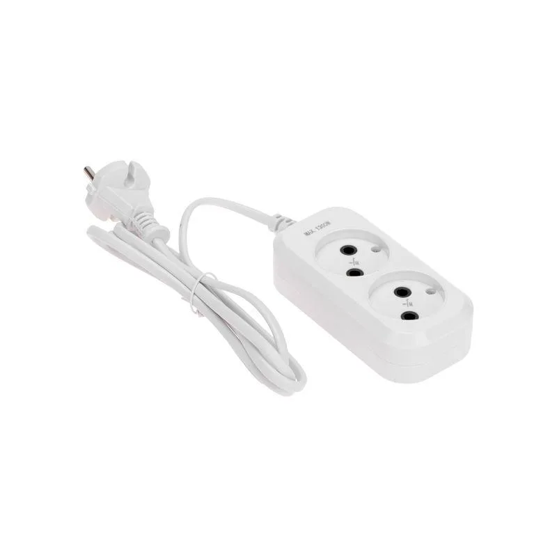 Удлинитель 2 гнезда, 1,5 м, 2х0,75 мм2, б/з, белый PROCONNECT 13-4200