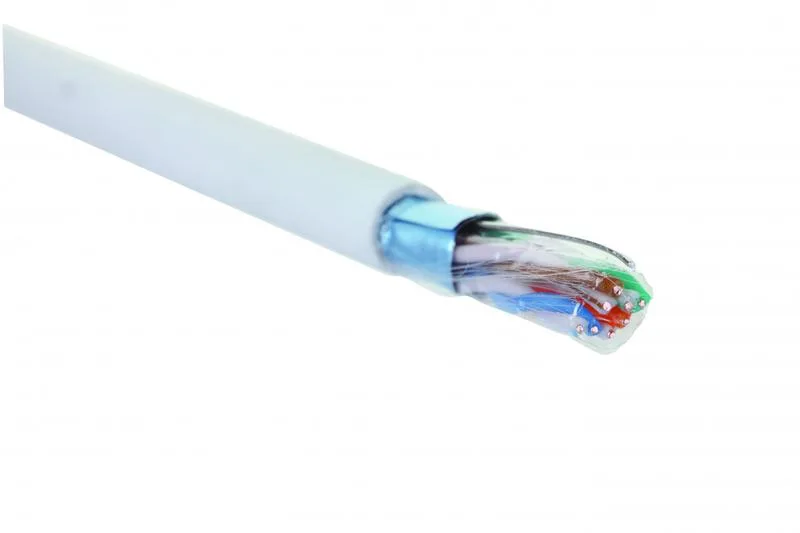 Кабель витая пара Eurolan, F/UTP, 4 пар., кат. 5е, проводник Ø 0,51мм, AWG24, нг(А)-HF, 1м (коробка 305м), тип прокладки: внутри зданий, цвет: белый 19c-f5-12wt-b305