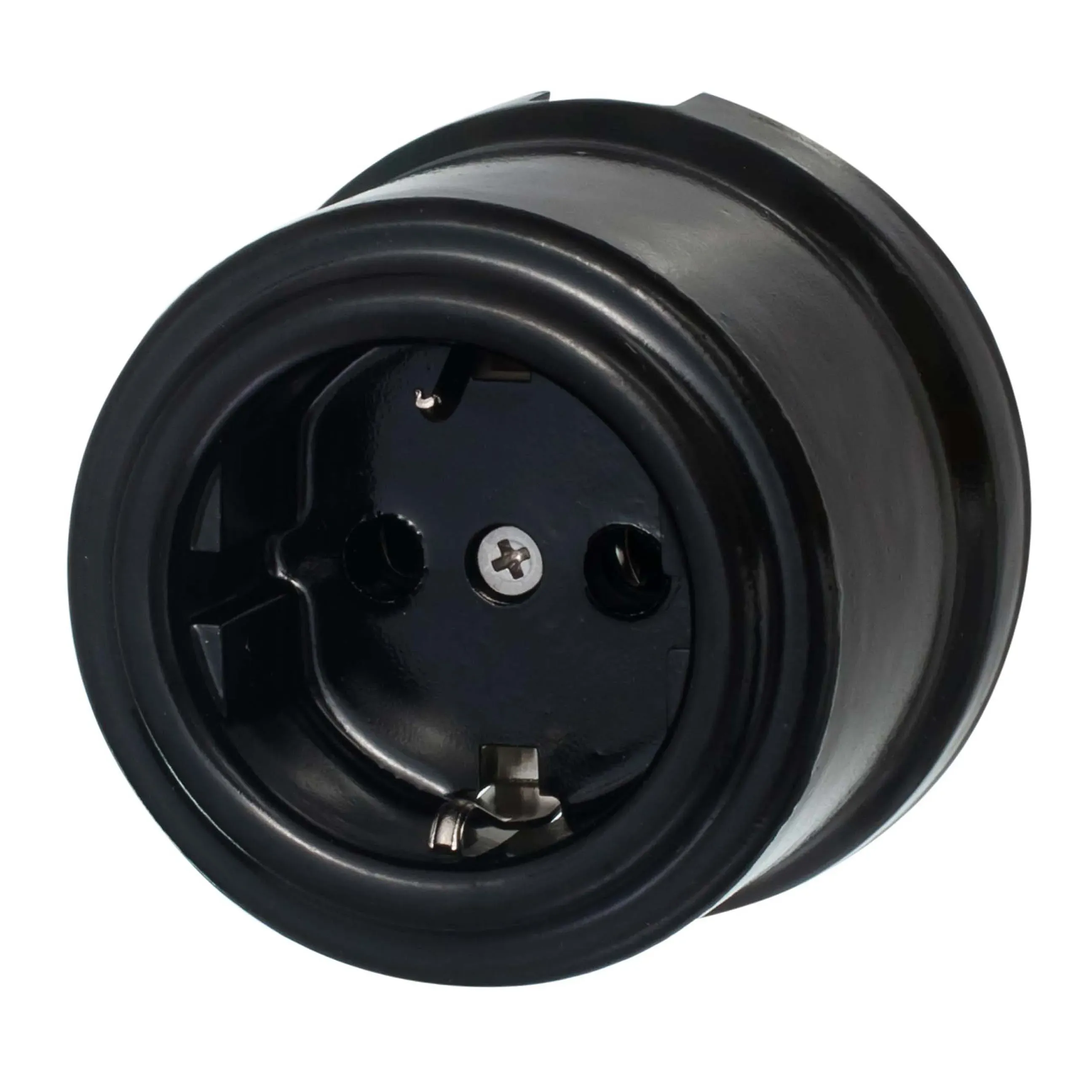 Розетка с заземляющим контактом, черный, керамика Бирони B1-101-03