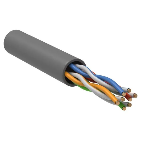 Витая пара U/UTP кат.5E 4х2х24AWG solid LSZH серый 100м
