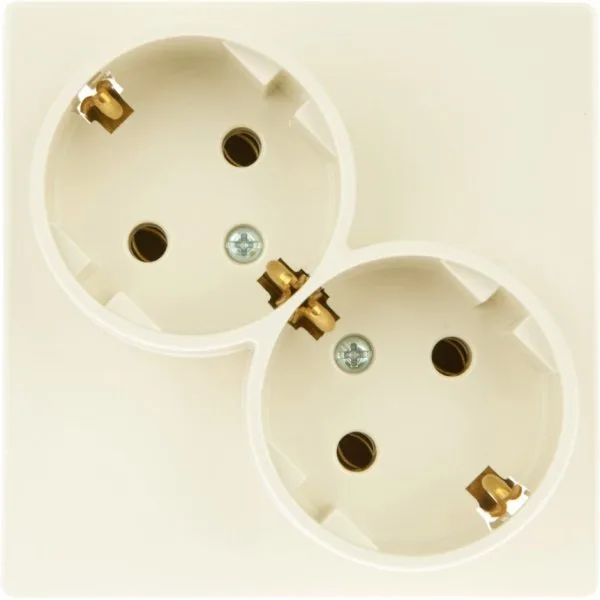 Розетка 2х2К+З Schuko без штор, слоновая кость SIMON 2450459-031