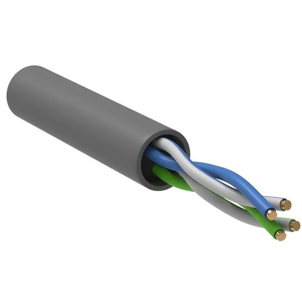 Витая пара U/UTP кат.5E 2х2х24AWG solid PVC серый 100м ITK LC1-C5E02-111-100