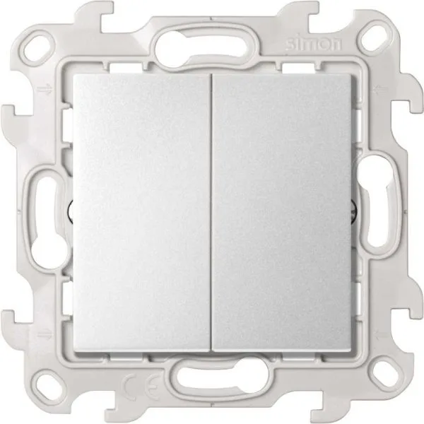 Двухклавишный выключатель 10AX 250В~ цвета алюминий S24 Harmonie SIMON 2450398-033