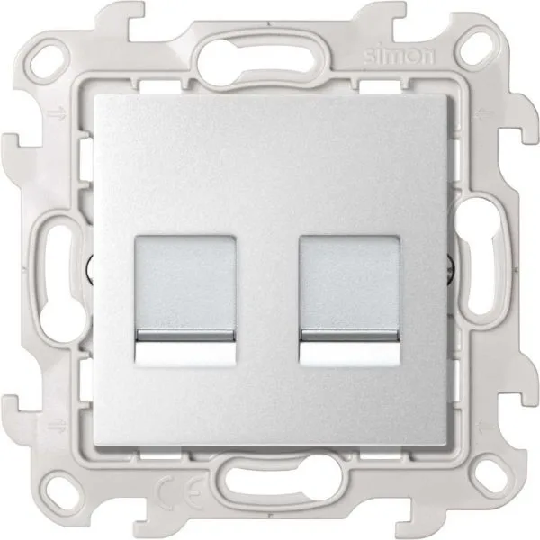 Розетка для передачи данных 2xRJ45 Cat.5e UTP цвета алюминий S24 Harmonie SIMON 2450593-033