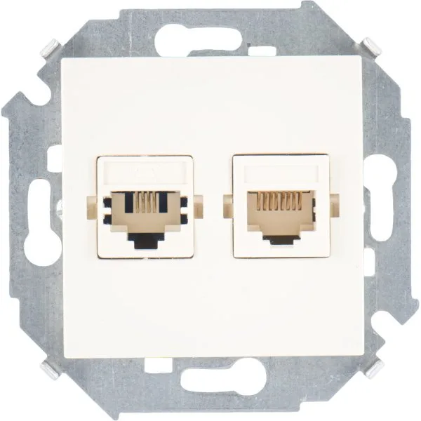 15 Розетка телефонная + компьютерная RJ11+RJ45 категория 5е слоновая кость SIMON 1591590-031