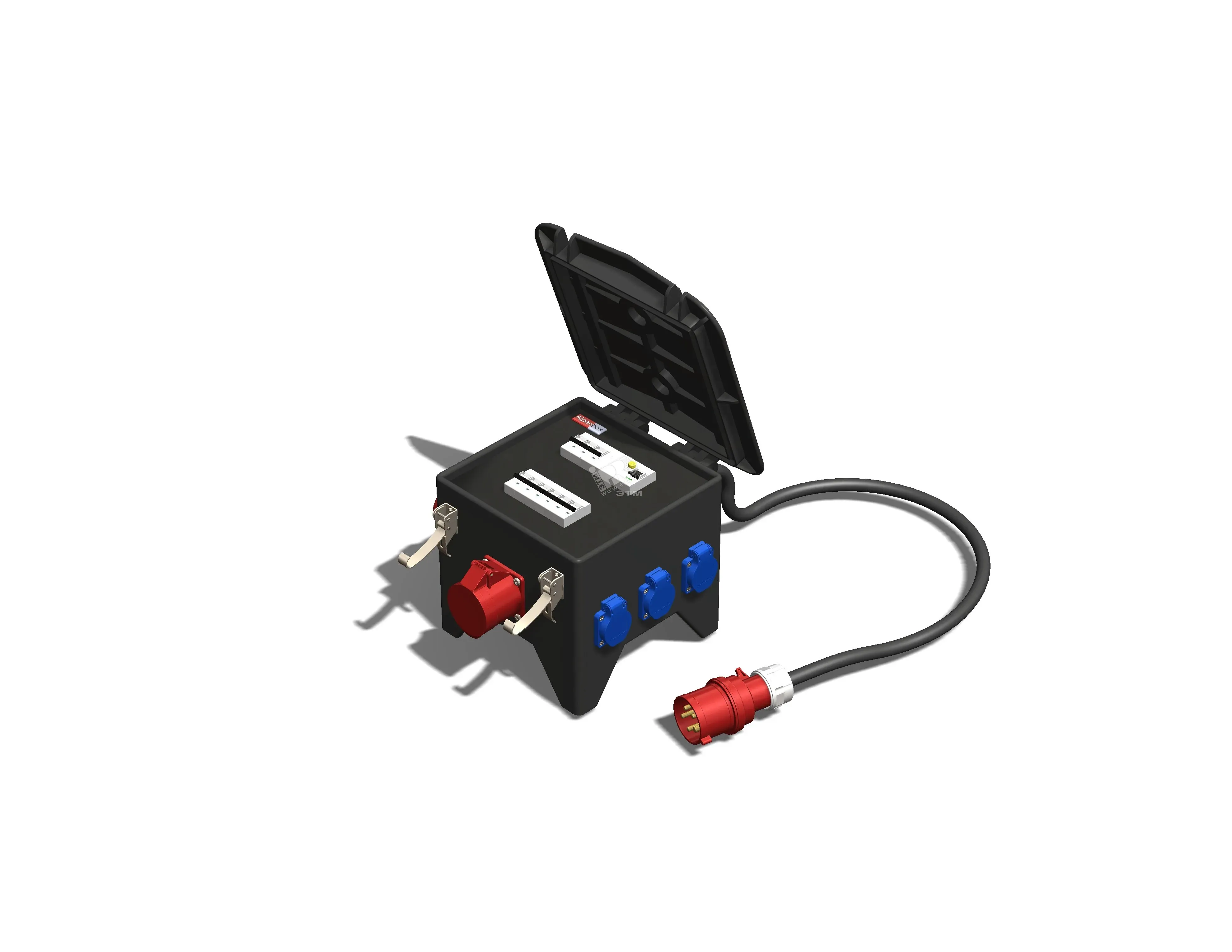 Устройство распределительное переносное твердая резина IP44 32A корпус 320х320х320 черный AlpenBox 00-00002075