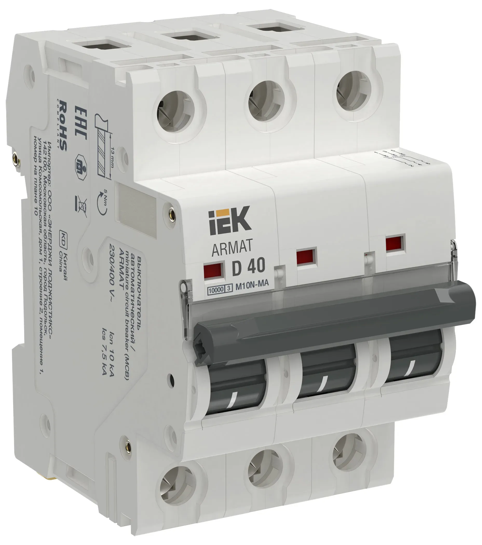 Armat автоматический выключатель без теплового расцепителя m10n-ma 3p d 40а iek IEK AR-M10N-MA-3-D040