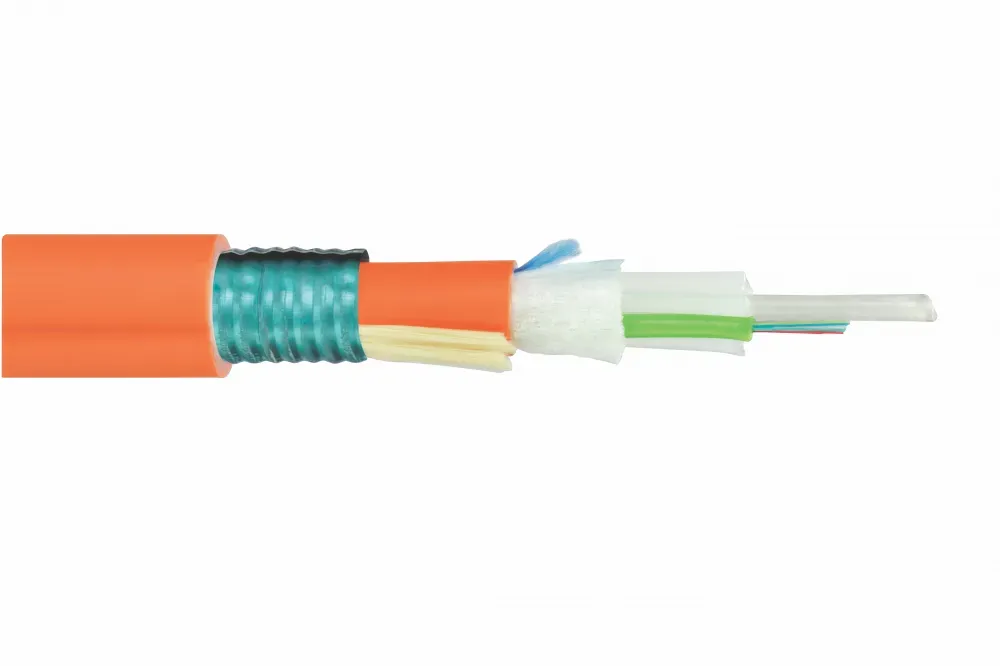 Кабель оптический огнестойкий L21, внутренний/внешний, 64x9/125 OS2 нг(А)-FRHFLTx, бронированный стальной гофрированной лентой, оранжевый