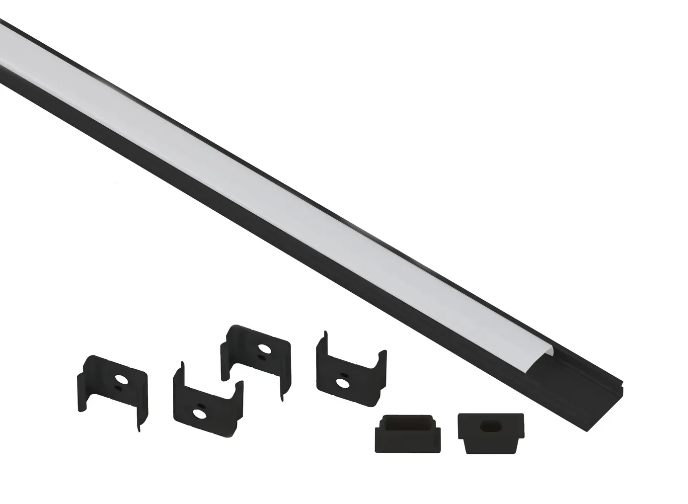 Комплект с накладным анодированным профилем 1506B 15х6мм, 2м, черный САВ262 ЭРА Б0062817