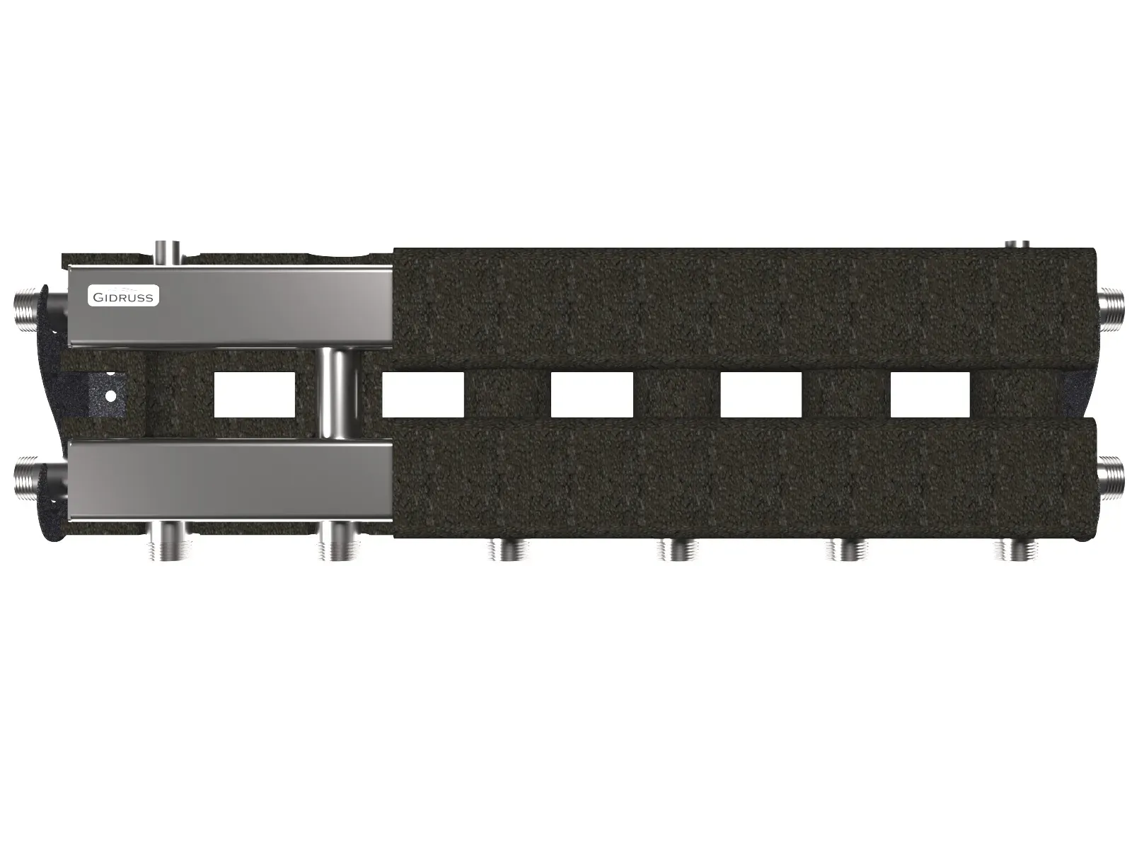 Коллектор модульный MKSS-60-4D.EPP на 4 контура G 1', магистраль G 1', с термоизоляцией до 60 кВт универсальное подключение термодатчика, нерж. сталь Gidruss MK 60A3T 20
