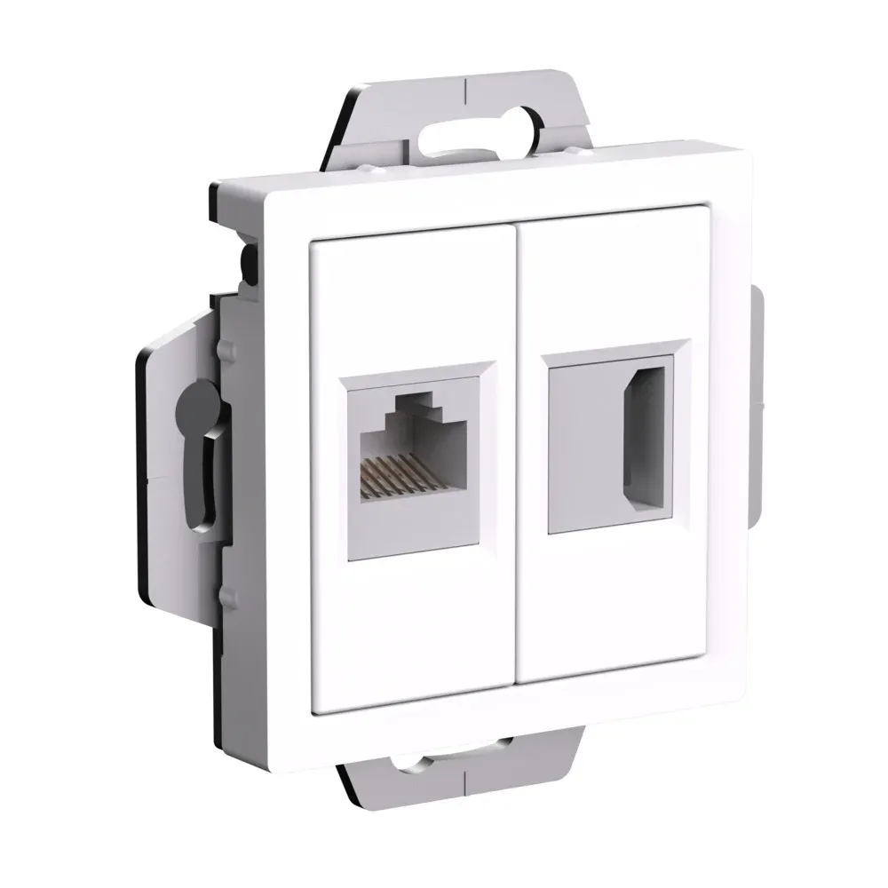 ATLASDESIGN РОЗЕТКА двойная HDMI+RJ45, кат.5Е, механизм, БЕЛЫЙ SE (Потенциал) ATN000182