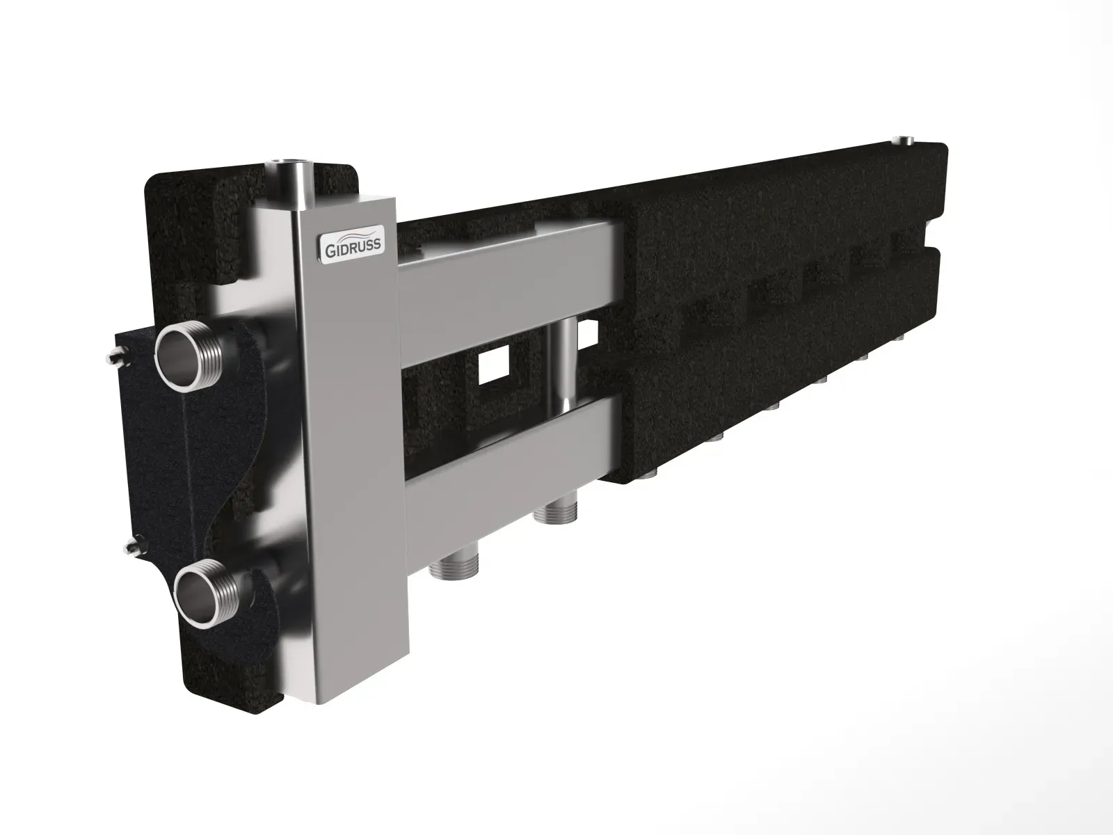 Коллектор с гидрострелкой BMSS-60-5D.EPP на 5 контуров G 1' с термоизоляцией, до 60 кВт, нерж сталь Gidruss BM 60A5T 20