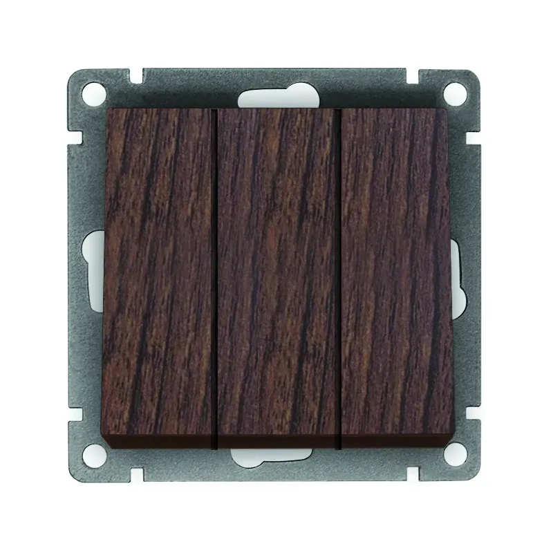 Выключатель трехклавишный серия Афина, с/у, 10А, 220В, венге (еврослот) Универсал A0043-V