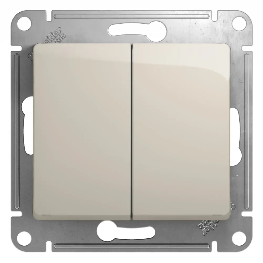 GLOSSA выключатель 2-клавишный сх.5 молочный SE (Потенциал) GSL000951