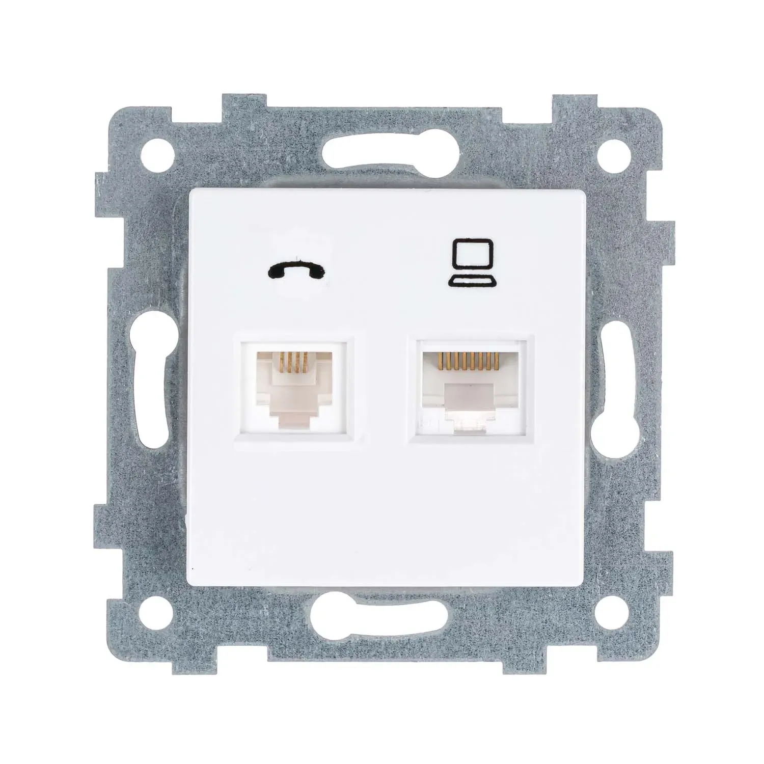 АКСИОМА Механизм розетки низковольтной ПК/ТЛФ 2 гнезда скр.уст. РКТ2-467, белый Кунцево 121044