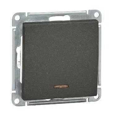 Выключатель одноклавишный, с подсветкой 10АХ, механизм, черный бархат SE (Потенциал) VS110-153-6-86