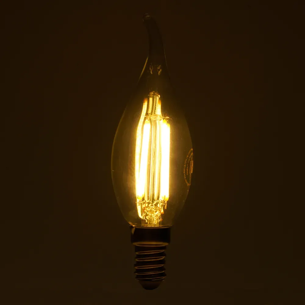 Лампа светодиодная LED 6вт Е14 теплый свеча на ветру FILAMENT Feron.PRO