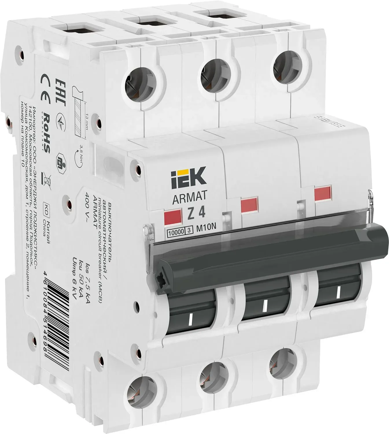 Armat выключатель автоматический трехполюсный m10n z 4а IEK AR-M10N-3-Z004