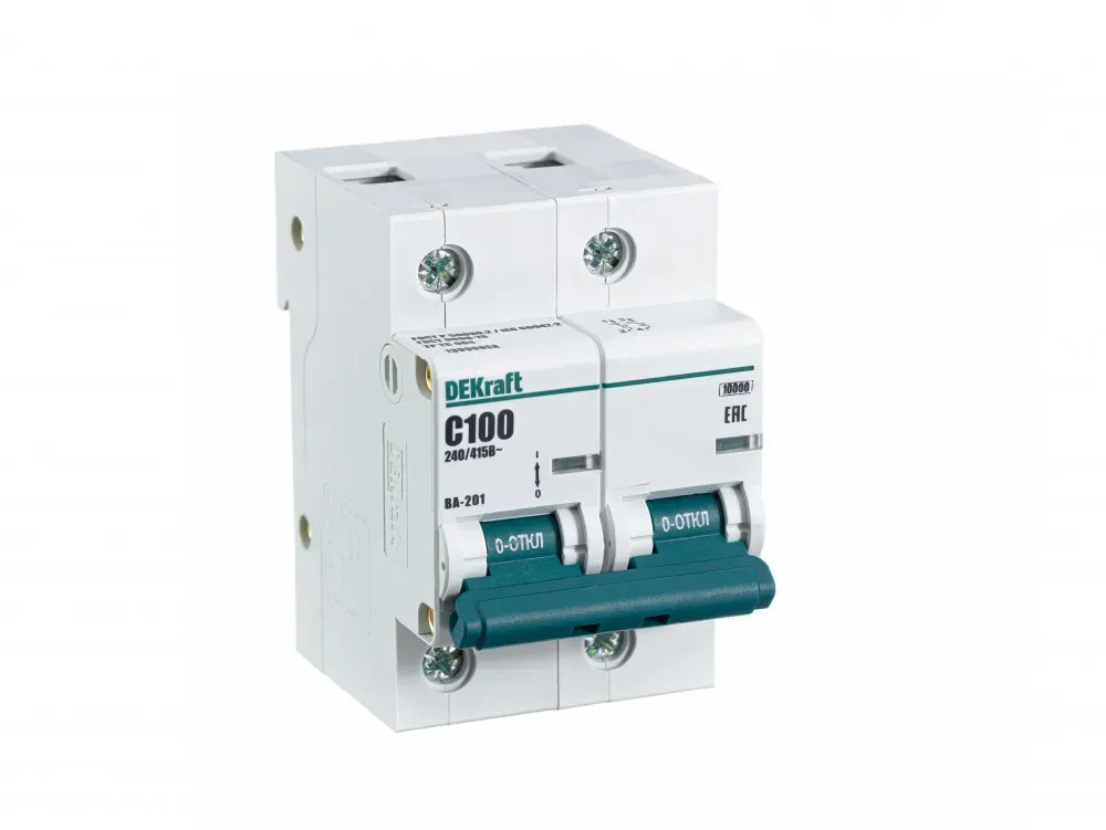 Выключатель автоматический двухполюсный 100А С ВА-201 10кА SE (Dekraft) 13006DEK