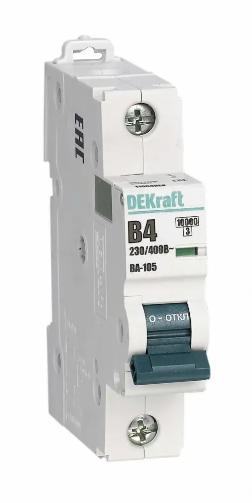 Выключатель автоматический 1P 4A х-ка B ВА-105 10кА SE (Dekraft) 13102DEK