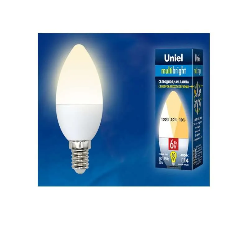 Лампа светодиодная с трехступенчатым диммером 100-50-10 led 10вт 175-250в форма а 850лм е27 3000к multibrigh UNIEL UL-00002371